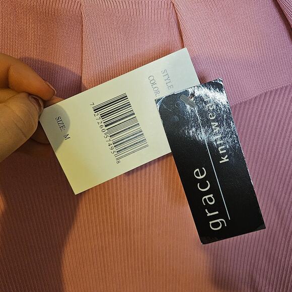 Grace Knitwear Size Medium M Light Pink Ribbed Long Sleeve Stretchy NWT NEW - Picture 6 of 9
